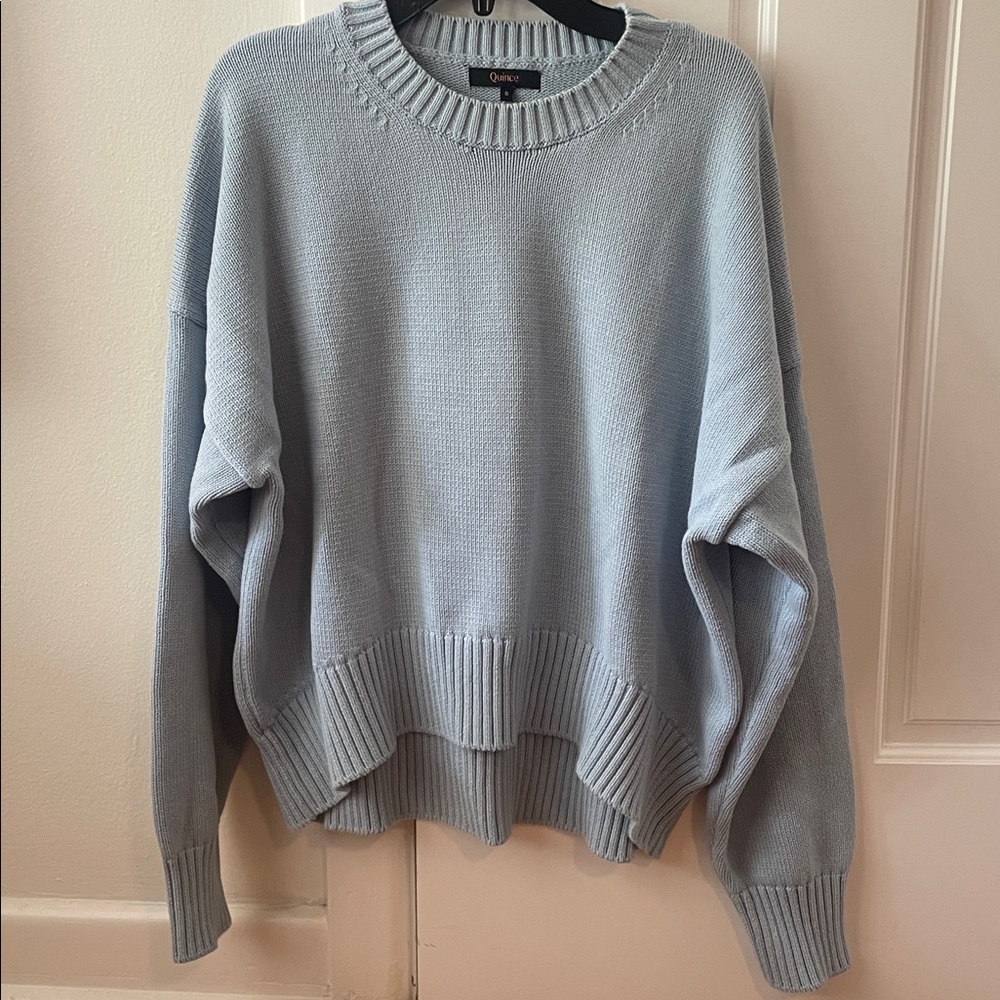 Quince Light Blue Cozy Crewneck Sweater